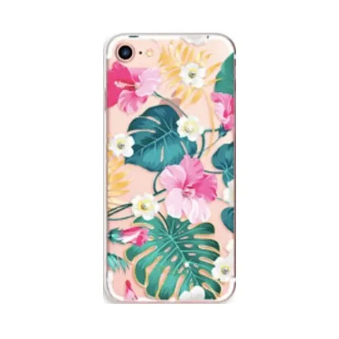 Capa Apple iPhone 5 / 5s / SE (2016) (Folhas e Flores) - Techlovers