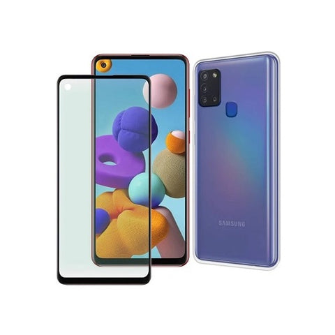 Película Samsung Galaxy A21 Vidro Temperado com Margem Preta